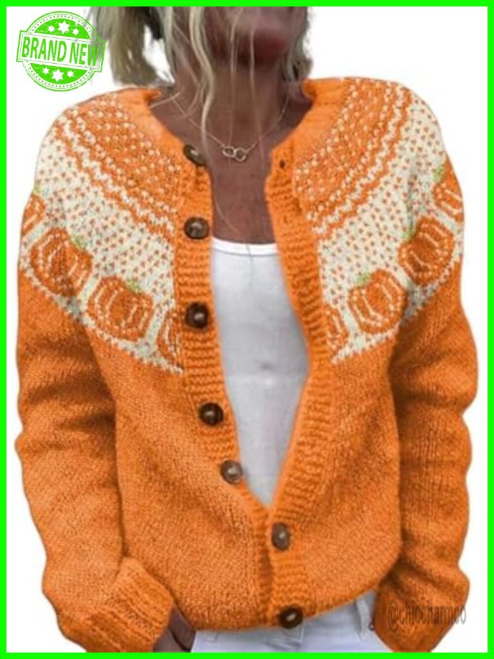 Women's Fall Halloween Knit Button Cardigan Sweater Long Sleeve